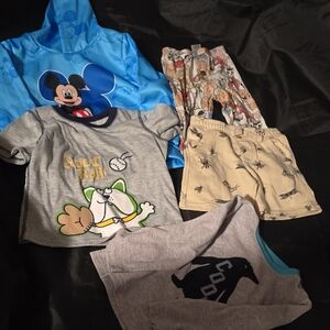 3T Boys Bun Disney Mickey Blue Hoodie & Boys Graphic Tops Set - Blue, Gray, Tan